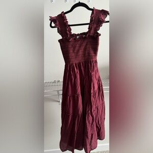 Hill House Ellie Nap Dress in Burgundy Shadowstripe XS
